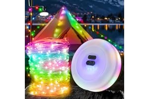 SKELO Chaîne lumineuse de camping enrouleur de 10 M, RGB chaîne lumineuse nuage alpin lumière de camping 2 en 1, IPX4 1800 mAh 30 S Roll UP Chaîne lumineuse à LED portable USB
