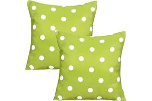 3E Home Garden Cushion Covers, Waterproof, Outdoor, 18x18 Inch (45x45cm), Set of 2, Decorative Throw Pillow Covers, Patio, Balcony, Bench, Sofa, Green Dot Pattern
