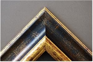 Artecentro cornice dorata per quadri - oro/colore con o senza passepartout in legno-varie misure (oro/blu, 40 x 50)