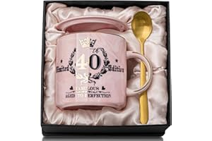 BICHING 40th Birthday Gifts for Women, Fabulous 40 Limited Edition, 14oz Gold Pattern Coffee Mug, Microwave Dishwasher Safe, Unique Gift for Mum, Best Friend, Wife, Sister, Coworker, Beautifully Gift Boxed