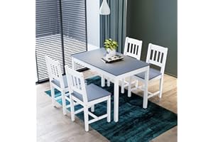 ZANOFIRA Kitchen Dining Table Set with Chairs Set 4 Pine Wood Dinner Set for Dining Room and Living Room Furniture Sets