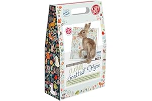 THE CRAFTY KIT CO Crafty Kit Company Wild Scottish Hare Needle Felting KitContaining 100% wool, Felting Needles, High Density Felting Sponge, Pipe Cleaners, Wire, Glass Eyes and Clear Colour Instructions