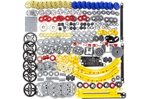 Habow 233pcs Technic-Parts Technic-Gears Axle-Pin-Connector Compatible avec Lego-Technic Technic Cam Worm Cogs Gears Steering Parts Differential Engine Kit. Pièces MOC pour pièces de Rechange.