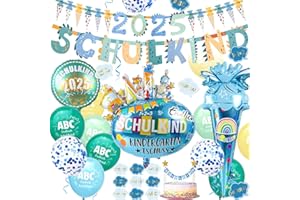 iZoeL Schulkind 2025 Deko Einschulung Junge - Girlande, Zuckertüten Girlande, Folienballon, 15 Luftballons, 16 Konfetti für Schulanfang und Schuleinführung