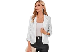 GRACE KARIN Blazer Élégant Col Revers Devant Ouvert Manches 3/4 Chic Mode pour Femme au Bureau