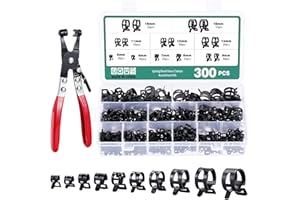 Faankiton 300 Pezzi Fascette per Tubi a Molla, 10 Misure 5-18mm Fascette Stringitubo a Molla, Fascette per Tubi Carburante, Morsetti per Tubi Flessibili con Pinze a Morsetto