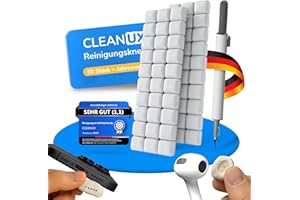 CLEANUX Reinigungsknete Handy Reinigungsset – iPhone Zuebhör mit 60 Reinigungsknete-Portionen, Multifunktionswerkzeug & Mikrofasertuch – Ladebuchse Reiniger für AirPods, USB-C & Lautsprecher