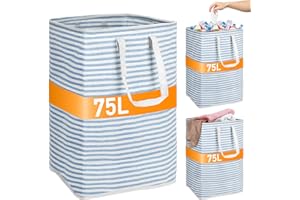 TAOPE Cesto Ropa Sucia 75L, Cesta Ropa Sucia Impermeable con Asas, Azul Laundry Basket, Bolsa Ropa Sucia Plegable para Lavadero, Contenedor de Recogida Para Ropa, Juguetes, Botellas de Agua (1)