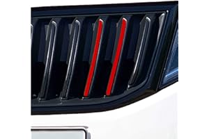 ‎PRINTATTACK P037 20 teiliges Kühlergrill Folien-Set Front Stripes Gitter Aufkleber Styling Folie Streifen für Grill (Blutrot)