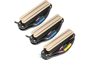 Musiclily Pro ST-DPHA Alnico 5 Rail Blade Pick Up Humbucker Formato Single Coil Manico Centrale Ponte Pickups Super Distortion Set per Chitarra Elettrica tipo Strat, Corpo Crema Rail Cromato