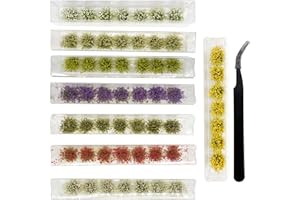 Attuslla 56 Pz Modelo Árbol Césped Mechones de Hierba Wasteland Tuft, Musgo Artificial y Pinzas para Tren Paisaje Ferroviario