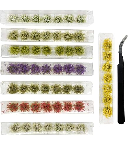 Kit Herbe Miniature Pour Maquettes - 5 Touffes Auto-adhésives, Couleurs Variées, Diorama Et Décoration - 2