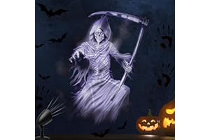 iShabao Halloween Decorazioni Casa, Proiettore 3d Halloween con Timer, Decorazioni Halloween Casa LED Proiettore Impermeabile con Morte Bianca Per la Addobbi Halloween Giardino Finestra Parete