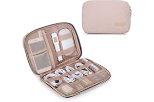 BAGSMART Small Travel Electronics Cable Organizer Bag for Hard Drives, Cables, USB Cable, SD Card (Pink)