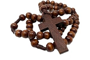 COMELYJEWEL Faithful Catholic Wood Rosary - Catholic Rosary for Men - Rosarios Catolicos Para Hombre (Dark Brown Wood)