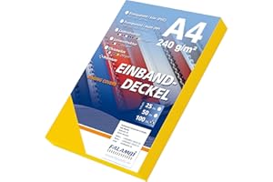 100 Einbanddeckel Lederstruktur, Falambi/Premium 240 Rückenkarton (gelb)