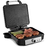 Piastre Tostapane, Grill Elettrico Antiaderente 3 in 1 per Panini, Piastra Grill da 1800 W con Vassoio di Raccolta Rimovibile