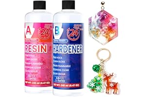H OMEART Epoxy Resin - 480ml Crystal Clear Resin Kit for Jewellery Making, DIY Art &Craft, Coasters, Casting, Ornament, Mold, Low Odour, Non-Toxic, Self-Leveling Epoxy for Beginners