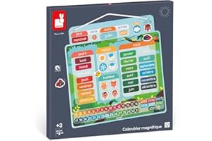 Janod - Calendrier Magnétique Version Française - 71 Magnets - Jeu Educatif - Mieux Appréhender la Notion du Temps et Gagner en Autonomie - Jouet en Carton FSC – Dès 3 Ans - J05466