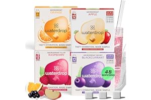 WATERDROP MICRODRINK waterdrop® Microdrink Bestseller Set | 48 Drops | 4 Flavours | Sugar-free Instant Drink | Natural fruit and plant extracts + valuable vitamins | Effervescent hydration tablets | Drink powder sachets