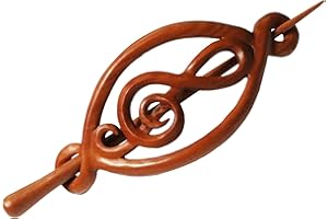 ISLAND PIERCINGS Haarspange Haarklammer Notenschlüssel Handarbeit aus Holz HS55 - Unisex - Brown - Treble Clef - ca. 4.5 x 10 cm - 1 Stück