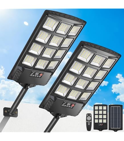 Lampadaire Solaire Extérieur LED 7000K - Capteur Mouvement + Télécommande - Éclairage 320° - Pour Jardin, Allée