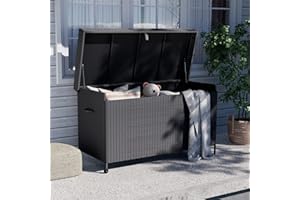 Grand patio Contenitore Box 678 L in Resina, Baule da Giardino con Rotelle Coperchio, Cassapanca Per Esterni, Facile Montaggio, Polyrattan Box Esterno da Giardino Esterno (Nero)