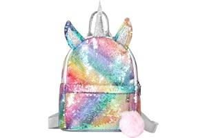 WolinTek Kinderrucksack, Einhorn Rucksack Mädchen Mode Pailletten,Karikatur-Netter Schultaschen-Rucksack,für Outdoor/Reise