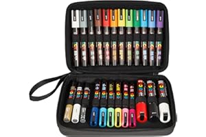 POSCA - Mitsubishi Pencil - Mallette 24 marqueurs Pointes Extra-Fines PC1MC / Fines PC3M / Moyennes PC5M / Biseautées PC8K - Marqueurs Peinture à Base d'Eau - Tout Support (X24)