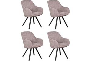 ‎MR. DEKO MR. DEKO Diningsessel 4-er Set Matera | Esszimmerstühle mit Armlehnen | 4 Polsterstühle drehbar mit Massivholzbeinen | Ergonomischer Stuhl Esszimmer 84x59x61 cm | Chair