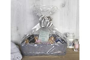 HomeZone Natural Make Your Hamper Basket with Grey Colour and Accessory Kits Wicker Basket Set - Lightweight and Versatile Storage Gift for Christmas, Birthday, New Baby, Raffle Gift Hamper Box