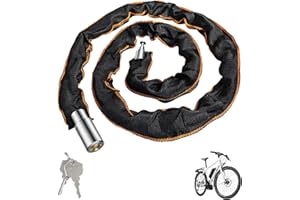Jortmrd 121cm Lucchetto Bicicletta Antifurto in Acciaio Temprato Catena Bicicletta Antifurto, Bike Lock, Lucchetto Bici con 2 Chiavi y Copertura Impermeabile per Moto, E-Bike, Recinzione, Cancello