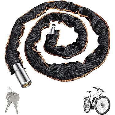 Lucchetto Catena Antifurto Per Bici - 121cm Acciaio Temprato 3.6mm, 2 Chiavi E Copertura Impermeabile Per Moto, E-Bike, Cancelli
