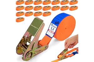 ‎HASKYY HASKYY Spanngurte mit Ratsche 10er Set, Zurrgurte Ratschengurte 5m*27mm Befestigungsriemen 400-800 daN orange
