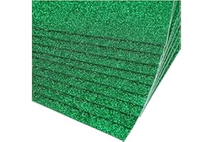 Uhat Lot de 10 feuilles A4 en mousse à paillettes pour loisirs créatifs et décoration, 2 mm (autocollantes, vert foncé)