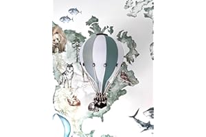 MY SQUARE MILE Hot Air Balloon Decor Nursery | Baby Kids Room Hanging Mobile Set (Green, Small)