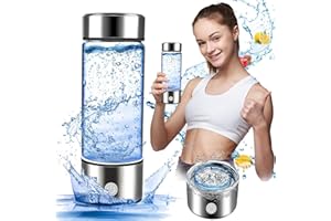 HUMILUFT Hydrogen Water Bottle 2024, 420ml Hydrogen Rich Water Generator with SPE PEM Technology, Portable Double Glass Hydrogen Water Ionizer Machine for Clean and Healthy Drinking Water PureHydro