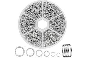 JOLCEEY 1550pcs Jump Rings Kit, Silver Open Jump Rings Connector Rings with Opener Tool for Jewelry Making Bracelet Earring Necklace Charms Repair (4mm 5mm 6mm 7mm 8mm 10mm)