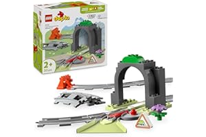 LEGO DUPLO Eisenbahntunnel und Schienen – Erweiterungsset - Lernspielzeug für Kleinkinder – 10-teilige Bahnstrecke mit Trichter und Weiche – Geschenk für Jungen & Mädchen ab 2 Jahren - 10425