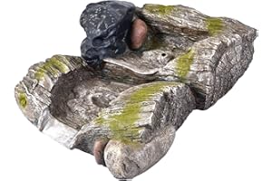 Köhko Bachlaufelement in Holzoptik mit Moosbewuchs Wasserfall mit Wasserzulauf Bachlauf für Ihr Garten 14003Q