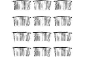XCSJ 12pcs Pettini Per Velo Da Sposa Per Donna Velo Da Sposa Pettine Per Capelli Pettini Laterali In Metallo Pettine Laterale Per Capelli Accessori Per Copricapo Per Ragazze e Donne (Nero,20 Denti)