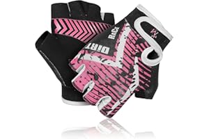 MARIB Cycling Gloves for Kids Half Finger Gloves for Children Bicycle Outdoor, Gym Gloves for Junior Toddler Boys Girls for Riding Biking Sports Gloves are Non-Slip, Colors in Blue Pink Green Red Yellow, Youth Age 2-10
