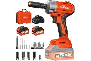 SIX CRAFTSMEN 700N.m Brushless Cordless Impact Wrench, 21V Impact Wrench 1/2 inch, Impact Driver with 2 * 4.0Ah Batteries,2500RPM Variable Speeds for Family Car/Pickup Truck/Mower