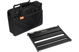 Woodbrass PB50-POWER Pedalboard alimenté avec housse de transport matelassée - Solution robuste et polyvalente pour 10 pédales d'effets guitare et basse : Parfait pour la maison, répétition et scène