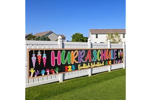 LOPOTIN 300 x 50 cm First Day of School Decoration Garland School Cone Banner School Child Hurra School Decorations for Boys Girls Garden Table Wall School Day School First Day School Party