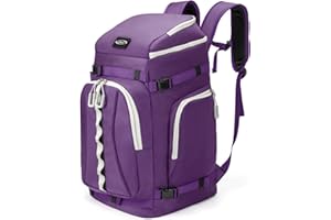 Lunidry Ski Boot Bag, 65L Waterproof Ski Bag & Snowboard Boot Bag, Travel Backpack for Skis Snowboard Helmet Goggles & Accessories