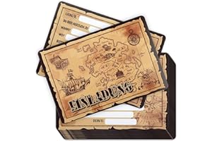 jwtyu 12 Stück Einladungskarten Kindergeburtstag junge Geburtstagseinladungen Piraten Schatzkarte Einladungskarten für Geburtstagsparty Schatzsuche Feiertage und Feste