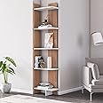 DECOROTIKA - Alice 5-Shelf Modern Display Corner Unit Bookcase Bookshelf Shelving Unit (White and Teak)
