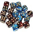 DSLSQD 20 Pieces Colored Dice, 16mm Polyhedral Dice Bulk Acrylic Game Dice 6 Sided Dice Set for Classroom Math Learning Board Games Playing and Rolling (Blue Black and Red Black)