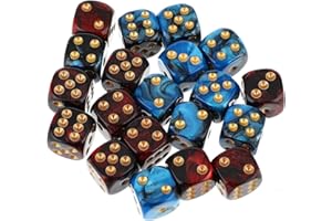 DSLSQD 20 Pieces Colored Dice, 16mm Polyhedral Dice Bulk Acrylic Game Dice 6 Sided Dice Set for Classroom Math Learning Board Games Playing and Rolling (Blue Black and Red Black)
